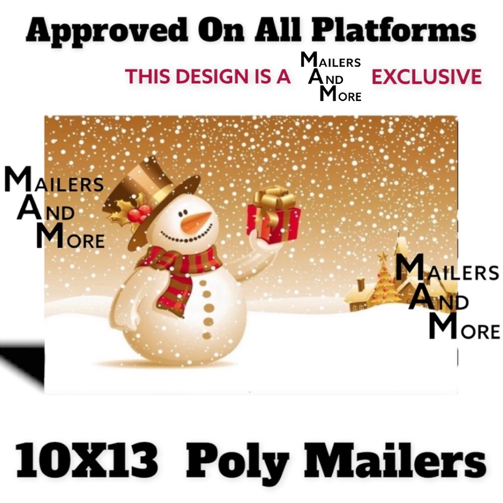 50 10X13 Poly Mailers Snowman Christmas Shipping Envelopes PRICE IS FIRM - Picture 4 of 5
